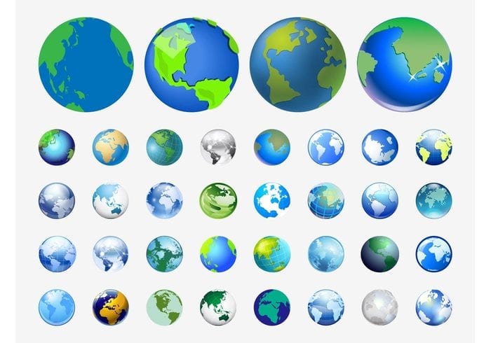 ايقونات فكتور الكرة الارضية عدة اشكال World Vector Icons جرافيكس