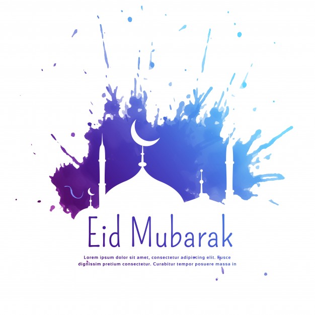 Purple and white eid mubarak vector design Free Vector 