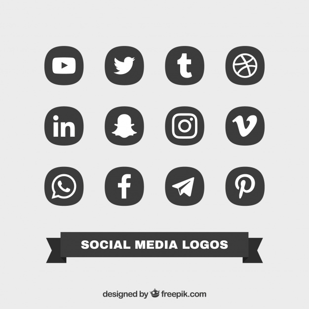 Collection of social logos Free Vector
