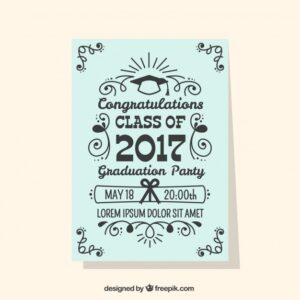 Graduation party flyer with ornamental decoration Free Vector