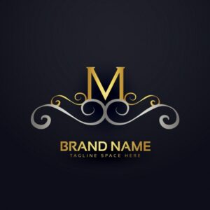 M logo with golden ornaments Free Vector