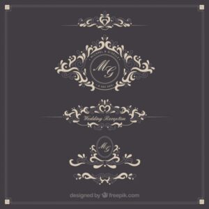 Ornamental wedding logos Free Vector