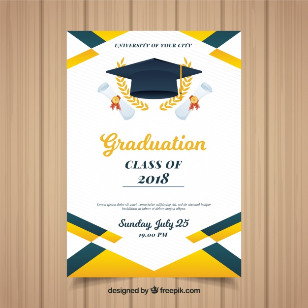 Download Colorful graduation invitation template with flat design Free Vector - GFX4Arab Free fonts ...