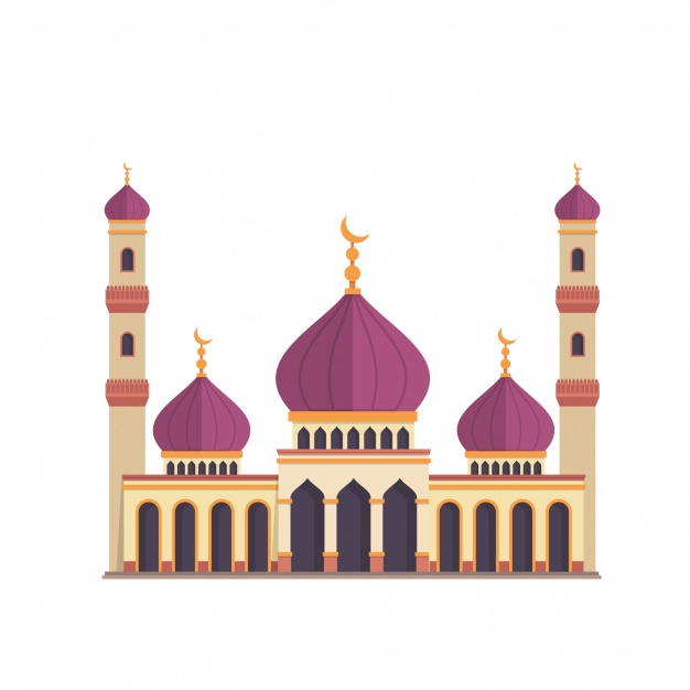 Mosque design on white background Free Vector - دروس الفوتوشوب