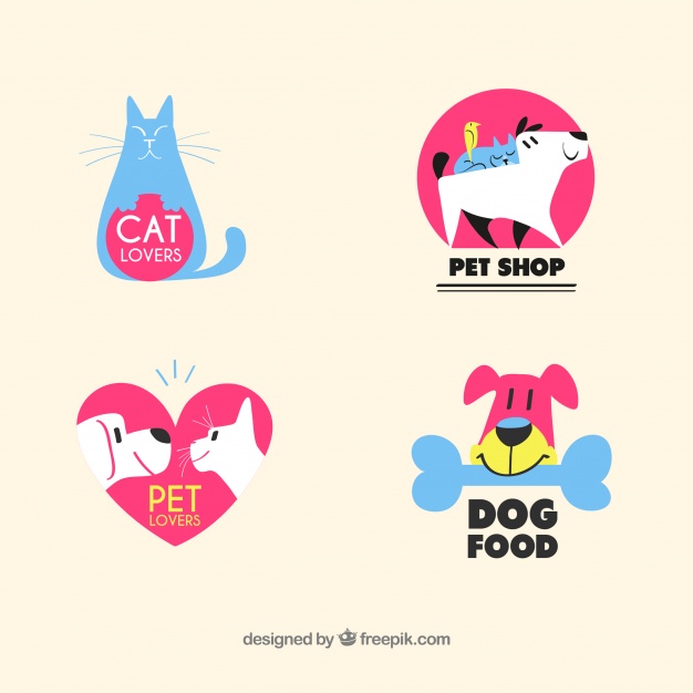 Lovely pet shop logo collection Free Vector - دروس الفوتوشوب Photoshop