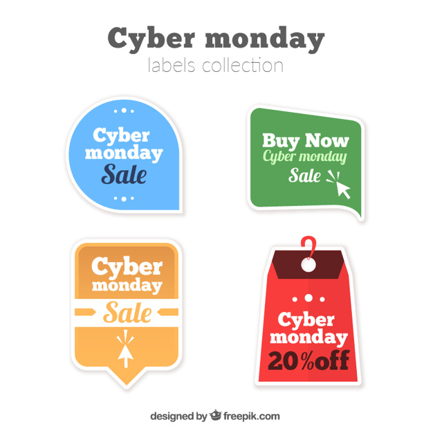 Selection of sale stickers for cyber monday Free Vector ...