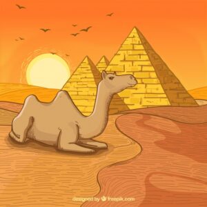 Egypt background with landscape in hand drawn design Free Vector