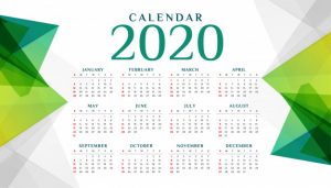 2020 abstract geometric green calendar template Free Vector