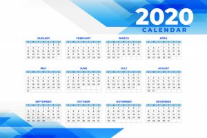 Abstract blue 2020 calendar template Free Vector
