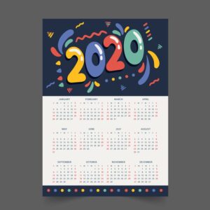 Colorful annual schedule calendar Free Vector