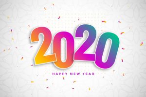 Colorful new year background in 3d style with confetti Free Vector