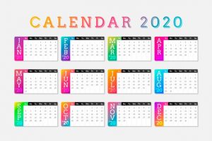Colorful schedule calendar 2020 Free Vector