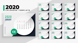 Elegant 2020 business style calendar layout template Free Vector