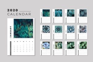 Floral 2020 calendar template Free Vector Templates