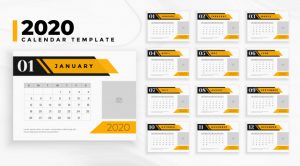 Professional business 2020 calendar in geometric style Free Vector
