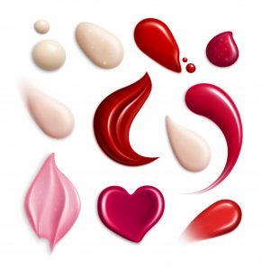 Cosmetic foundation lipgloss cream smears realistic icon set with swatch different shapes and tones illustration Free Vector