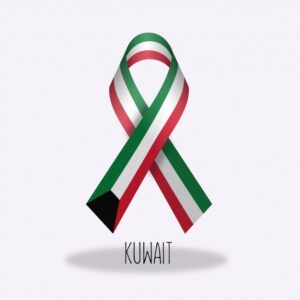Kuwait flag ribbon design Free Vector