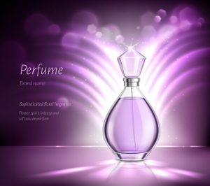 Perfume product advertising realistic composition Free Vector