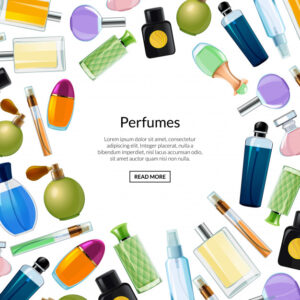 Vector banner with perfume bottles Premium Vector