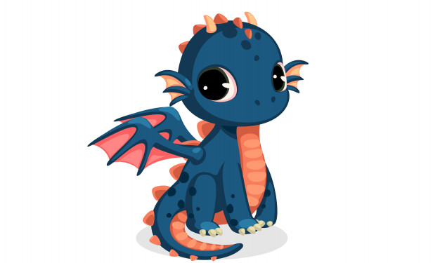 Download Cute dark blue baby dragon cartoon Free Vector - GFX4Arab ...