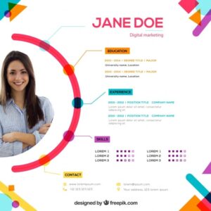 Attractive online curriculum template Free Vector