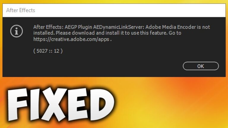 Подключаемый модуль aegp aedynamiclinkserver не удалось подключиться к adobe media encoder