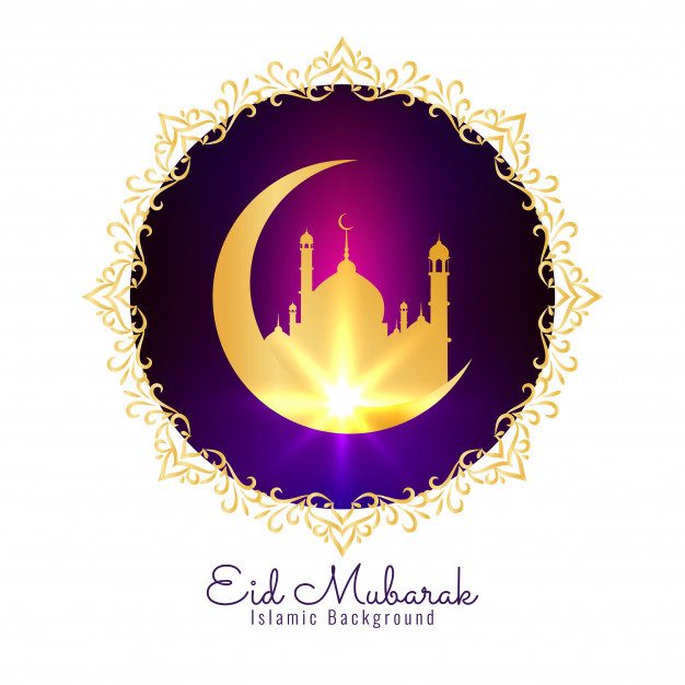 Abstract elegant eid mubarak religious background Free Vector