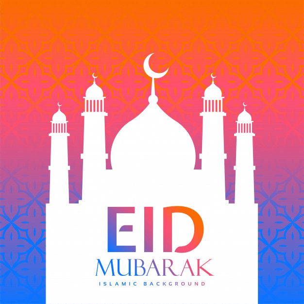 Colorful eid festival creative greeting Free Vector