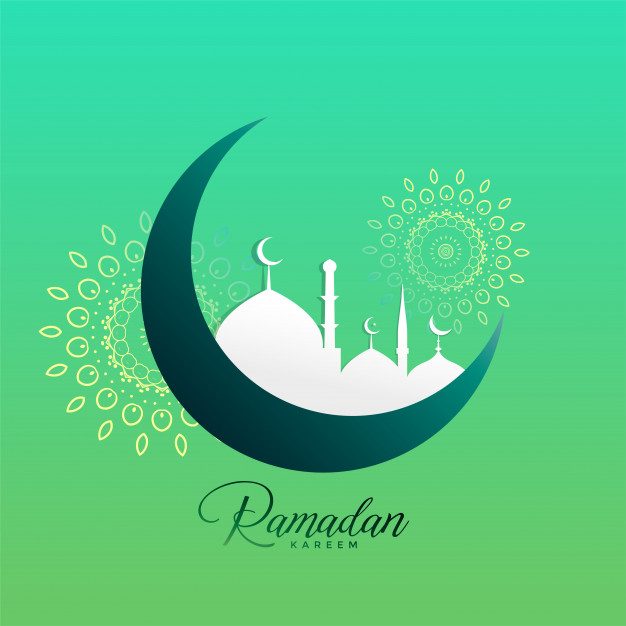 Creative ramadan kareem moon and mosque design Free Vector ...