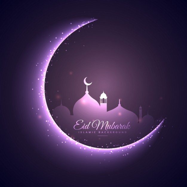 Eid mubarak festival background in purple color Free Vector