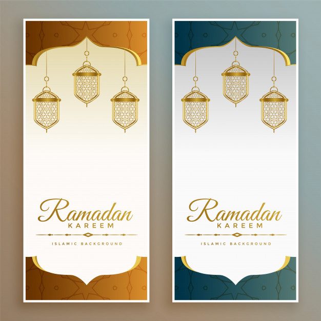 Elegant ramadan kareem festival banners Free Vector