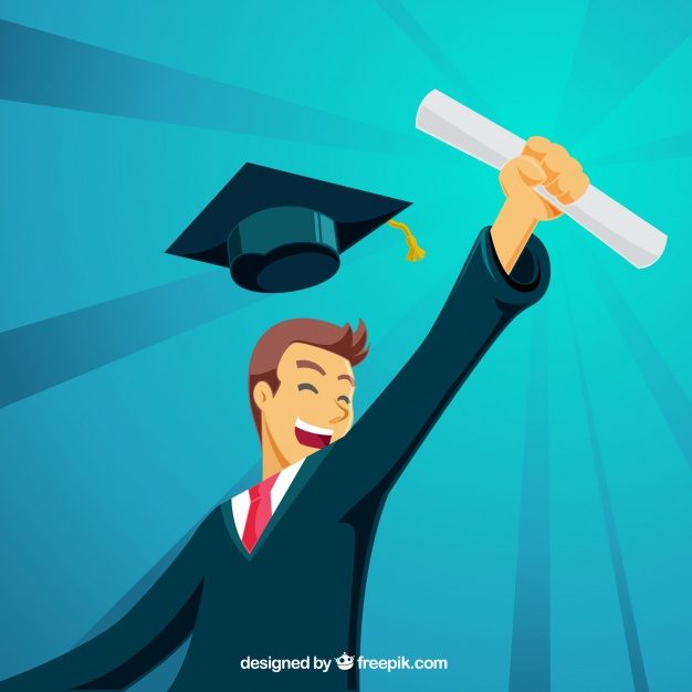 Download Graduation background with happy student Free Vector ...