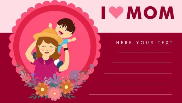 خلفيات فكتور بطاقة يوم الام ديكور زهري Mother day card cartoon style