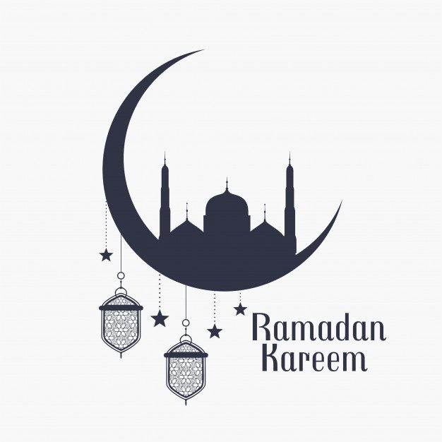 Ramadan Kareem Background With Mosque And Lamps Free Vector Gfx4arab Free Fonts Vector Photos Psd Fils