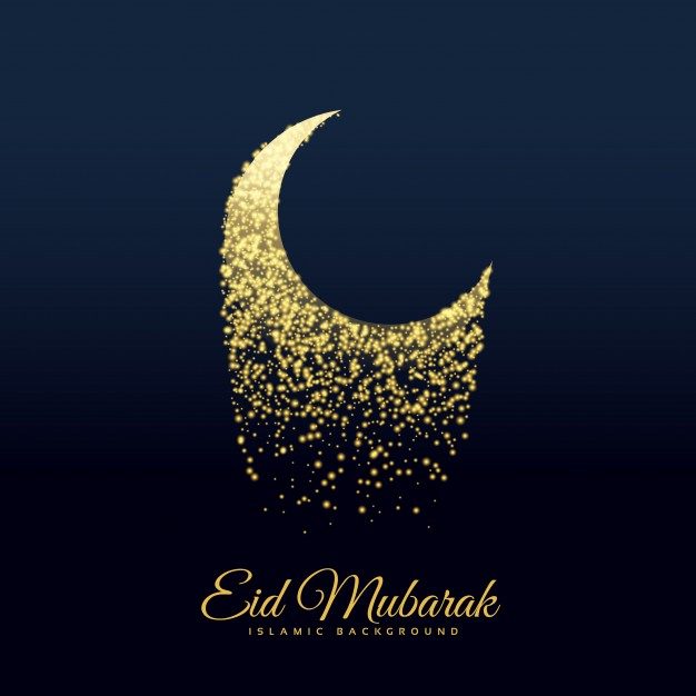 Sparkling moon design for eid mubarak Free Vector