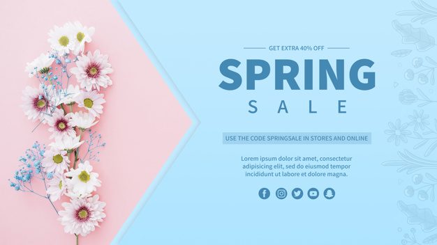 Spring sale banner template Free Psd