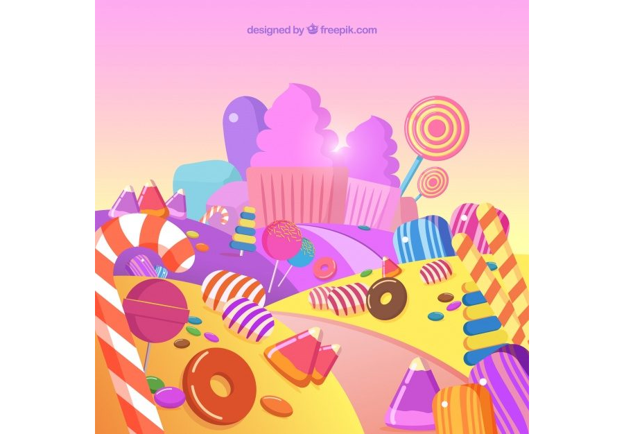 Tasty Candy Land Background In Flat Style Free Vector Gfx4arab Free Fonts Vector Photos Psd Fils